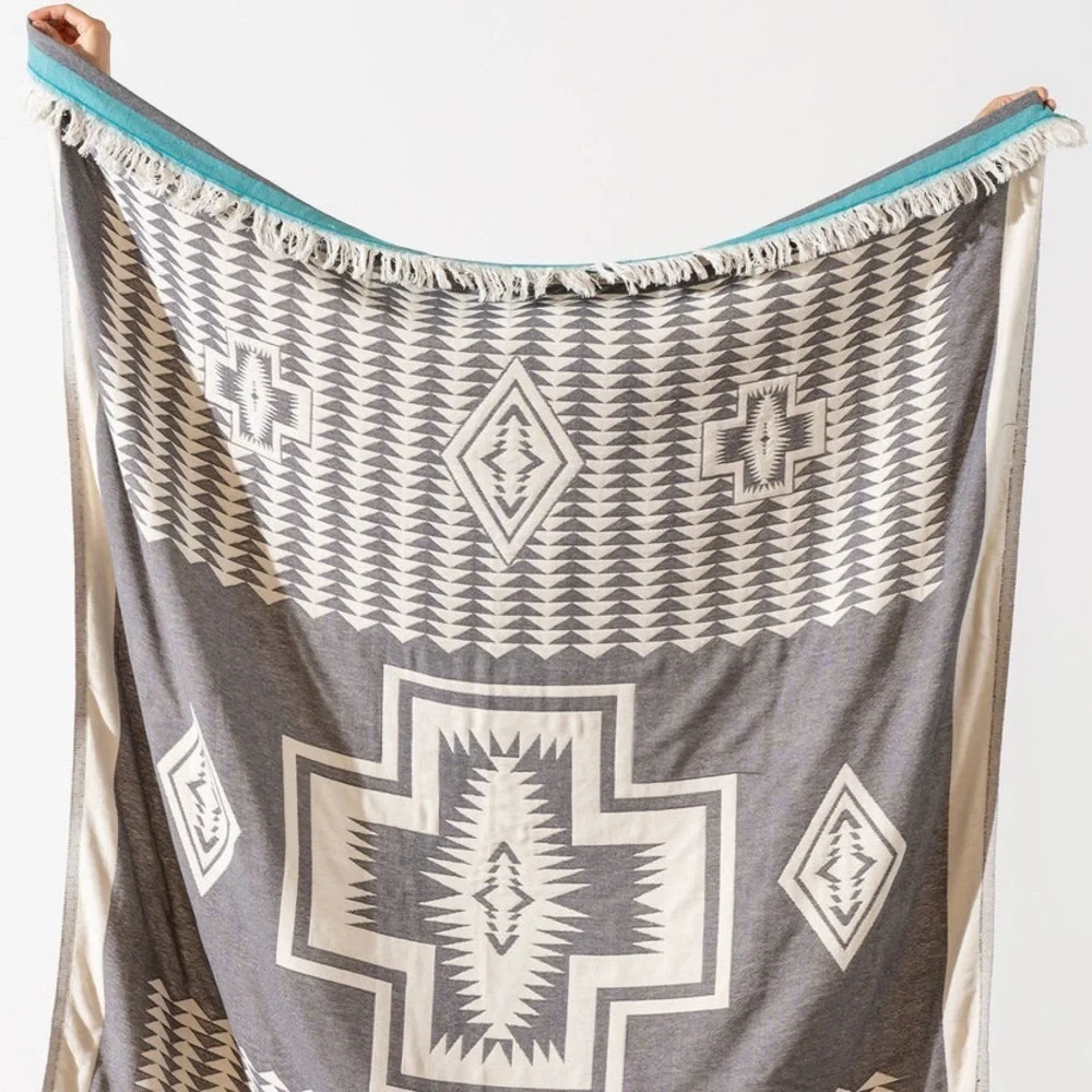 Anthropologie EVERYWHERE Blanket Organic Cotton Soft Loom Weave Hand Crafted - Picture 8 of 14